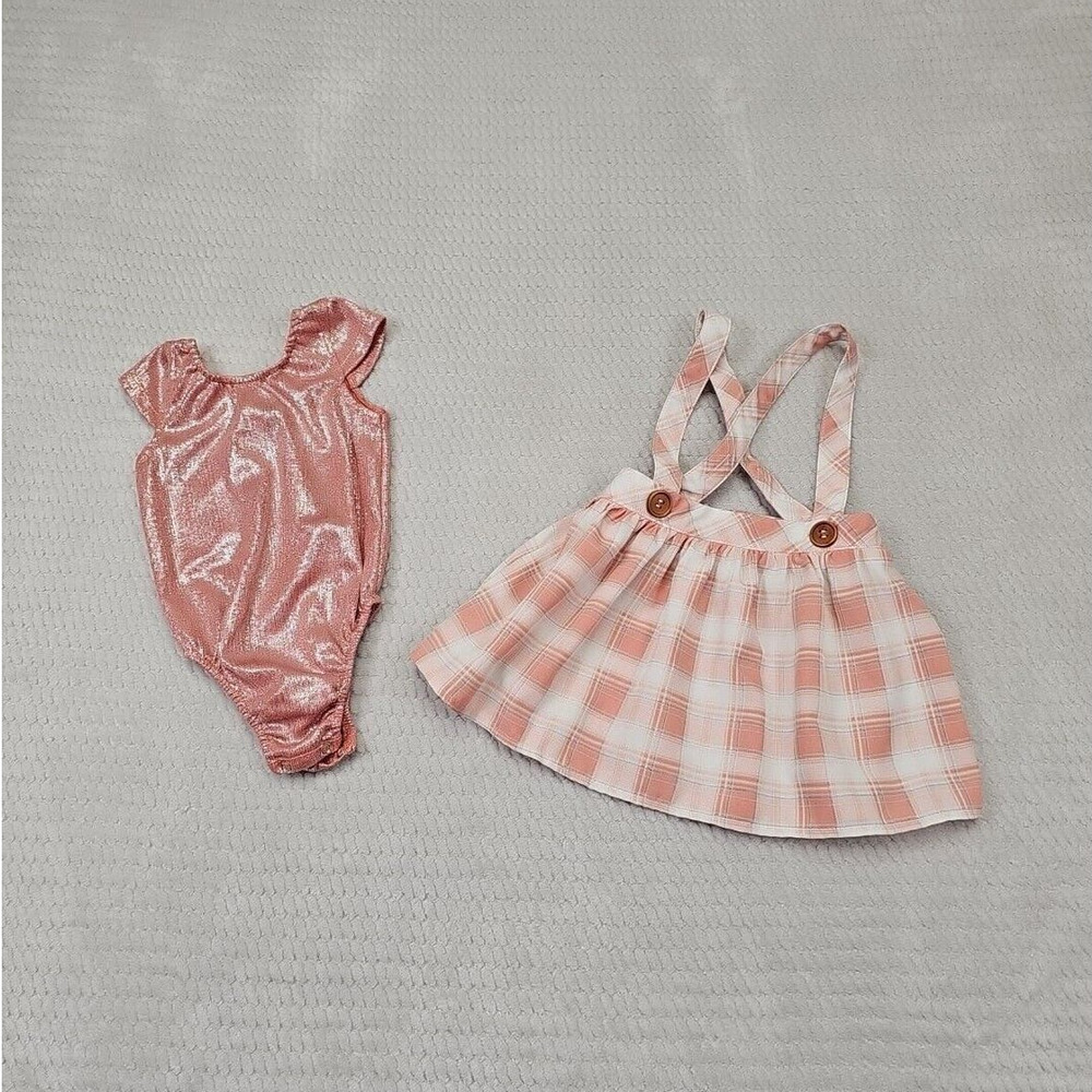 Baileys Blossoms Dress & Body Suit Babygirls 9/12 Months Shimmer & Plaid